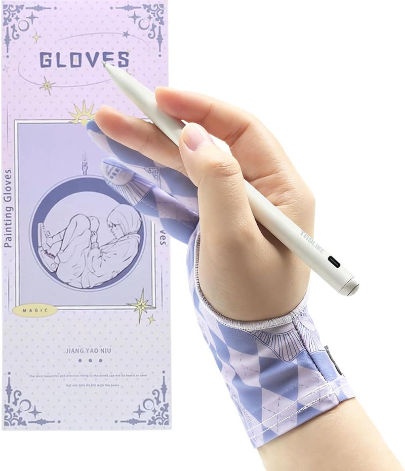 TABLIKE Artist Drawing Glove, Breathable Two Finger Digital Art Glove 3-Layer Palm Rejection Right/Left Hand Digital Graphic Tablet, Purple, M Size - Image 1